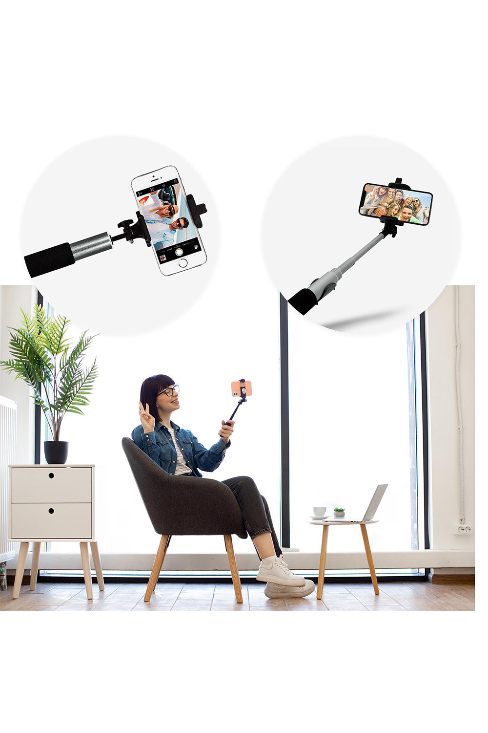 Selfie Stick With Video Function Silver
