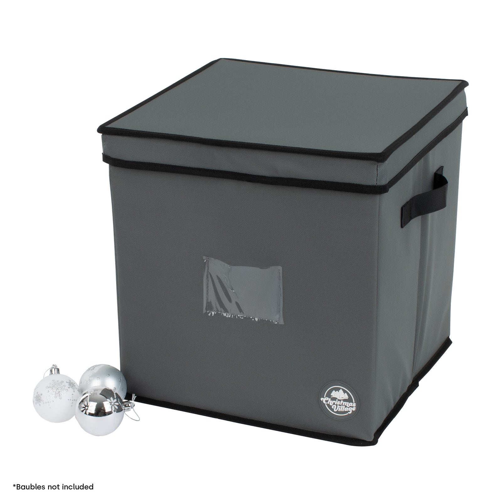 Grey Bauble Storage Bag With 64 Slots Zip Lid & Carry Handles