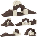 Kids Soft Play Set, 7 Piece Foam Climbing Blocks, Brown