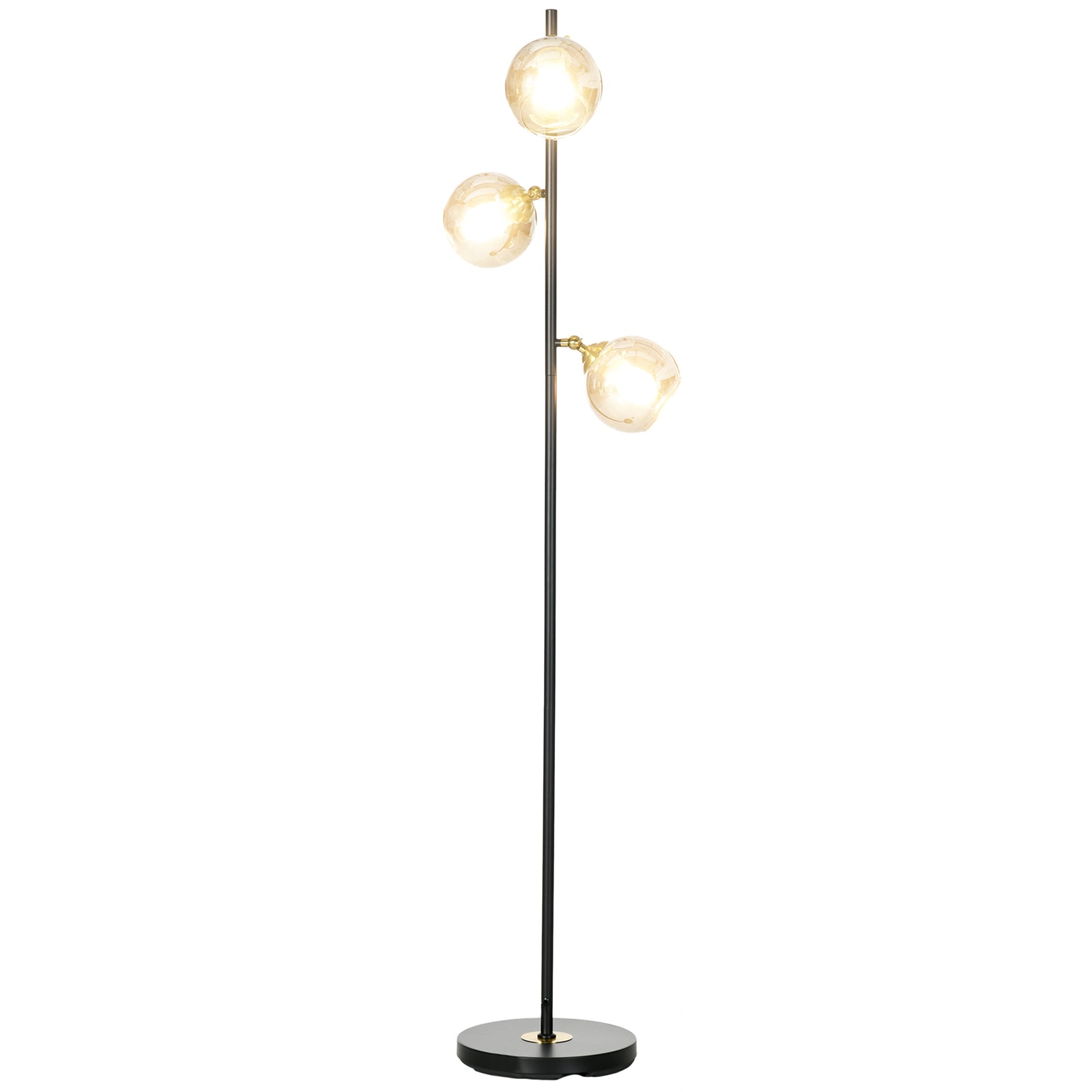 Modern Floor Lamp With Glass Global Shade 3 Light