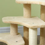 Cat Tree 2 In 1 Pet Stairs W/ Scratching Tickling Post, Beige