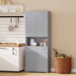 180cm Tall Kitchen Cupboard, Pantry Storage Cabinet, High Gloss | Grey