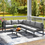Outsunny Patio Furniture Set Adjustable Backrest L-shaped Dark Grey