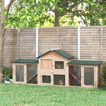 Rabbit Hutch Bunny Cage Guinea Pig House W/ Tray Ladder Outdoor Run