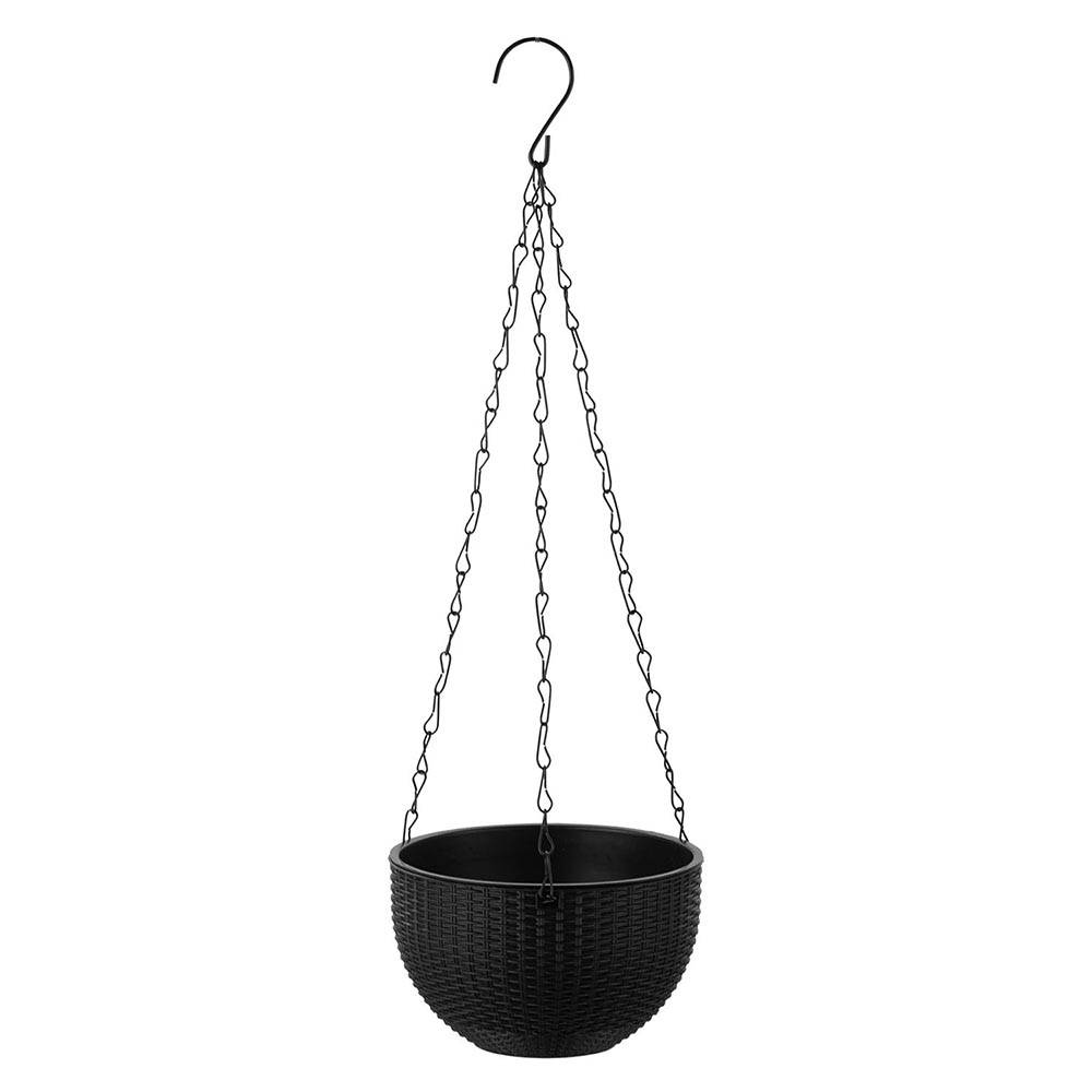 3pcs Black Hanging Flower Baskets – 16.5 Cm Plastic Planters For Home Decor | Black