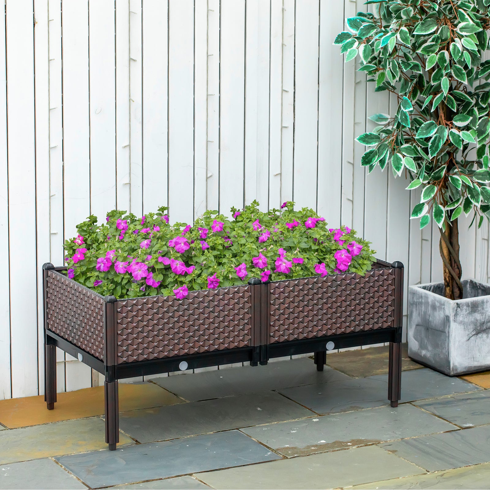 Set Of 2 Raised Garden Bed With Self-watering