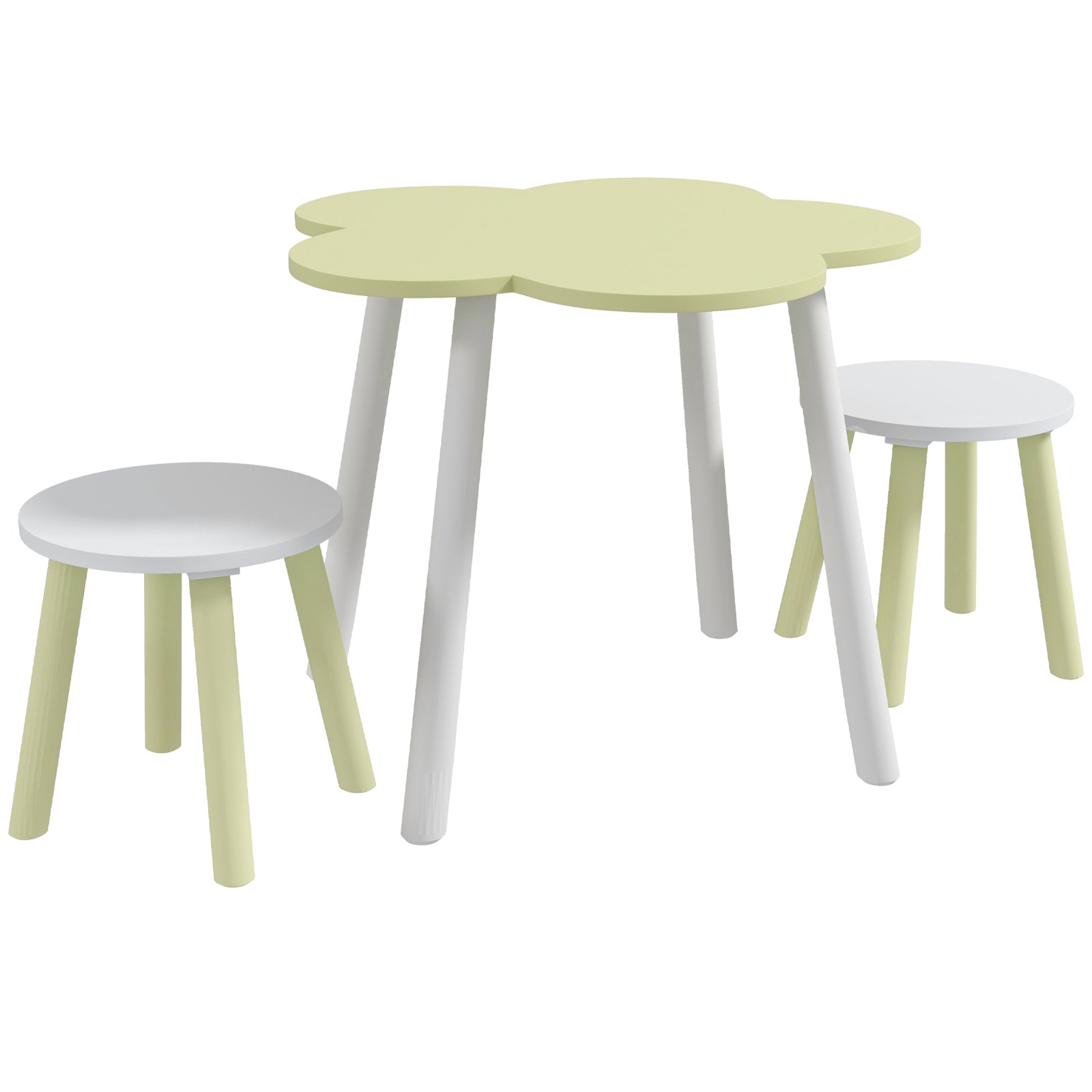 Kids Table And Chair Set, Flower Design, For Ages 2-5 Years - Green