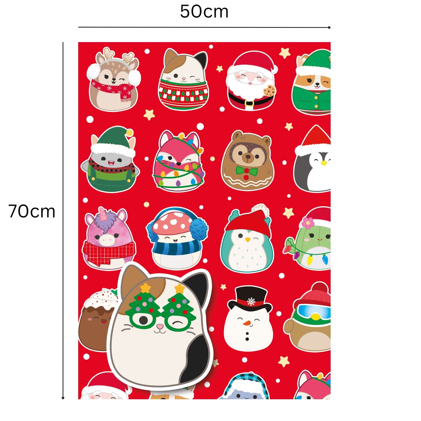 Squishmallows Christmas Gift Wrap, 2 Sheet 2 Tag, Official Product