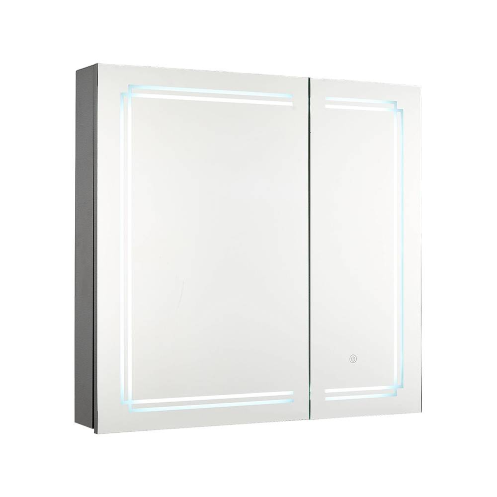 Led Bathroom Mirror Cabinet With Double Doors, Adjustable Shelves