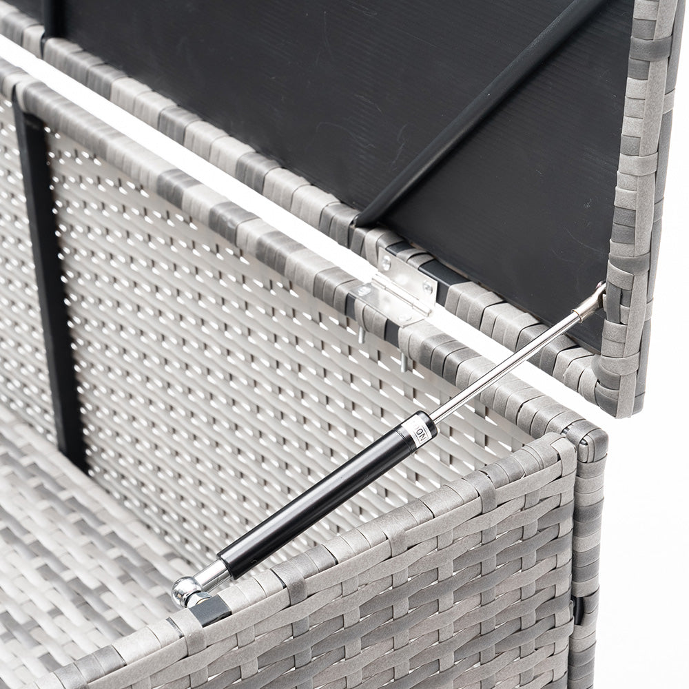 Outdoor Patio Storage Box – 2-tier Pe Rattan Deck Box With Top & Front Access, Weather-resistant | Light Grey