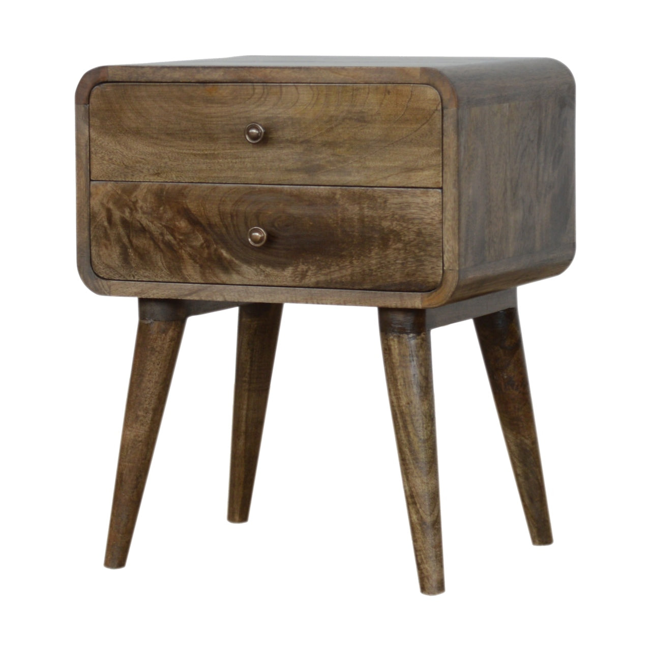 Solid Wood Curved Classic Grey Washed Bedside