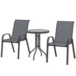 Garden Bistro Set, Small Garden Set W/ Stackable Chairs | Dark Gray