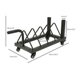 Centra Weight Plate Rack With 4 Plate Slots Wheels Horizontal Barbell Storage