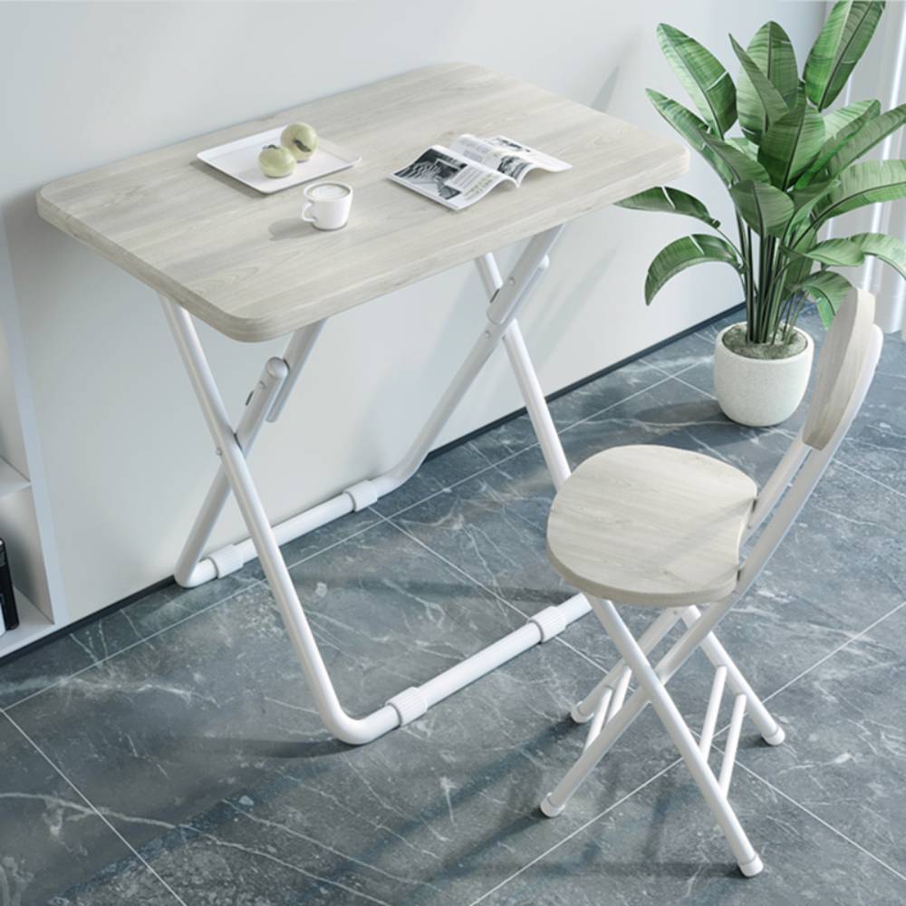 2 Pieces Compact Wooden Folding Chair With Metal Legs | Set of 2 | White
