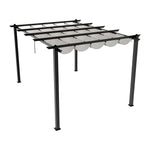3m X 4m Aluminium Outdoor Retractable Pergola,with Pu-coated Polyester，flat Roof Sunshade Canopy For Patio Or Garden