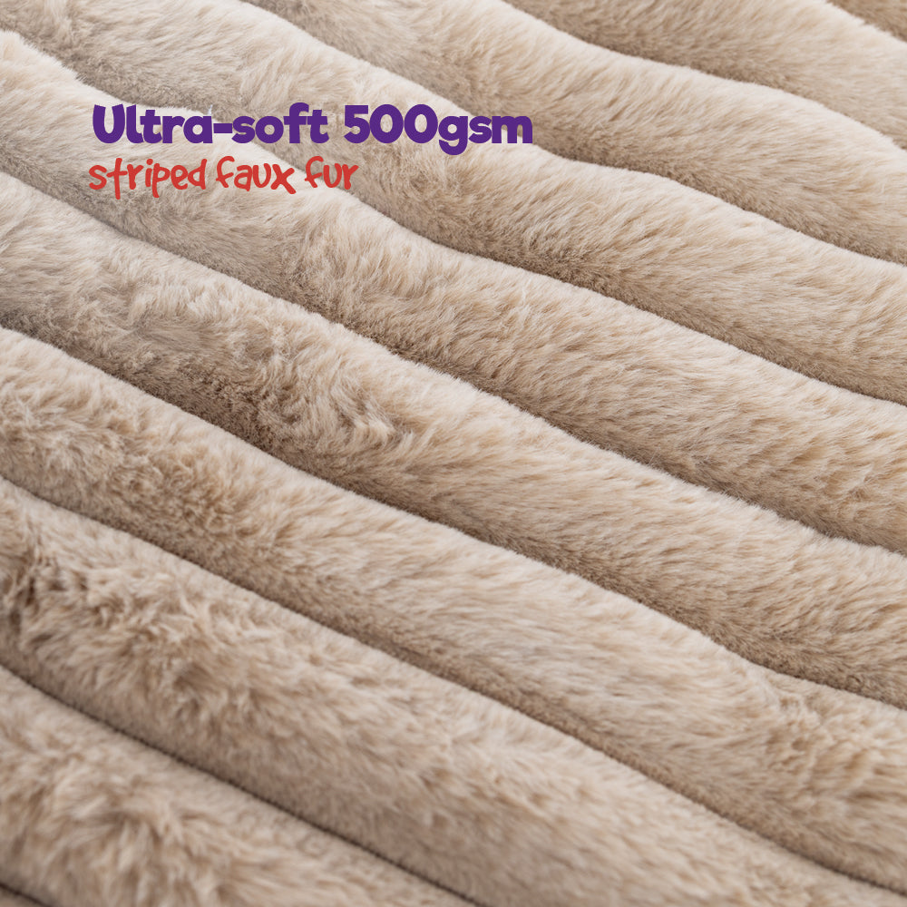 Petlicity 3 In 1 Self Heating Pet Bed Mat With Striped Faux Fur