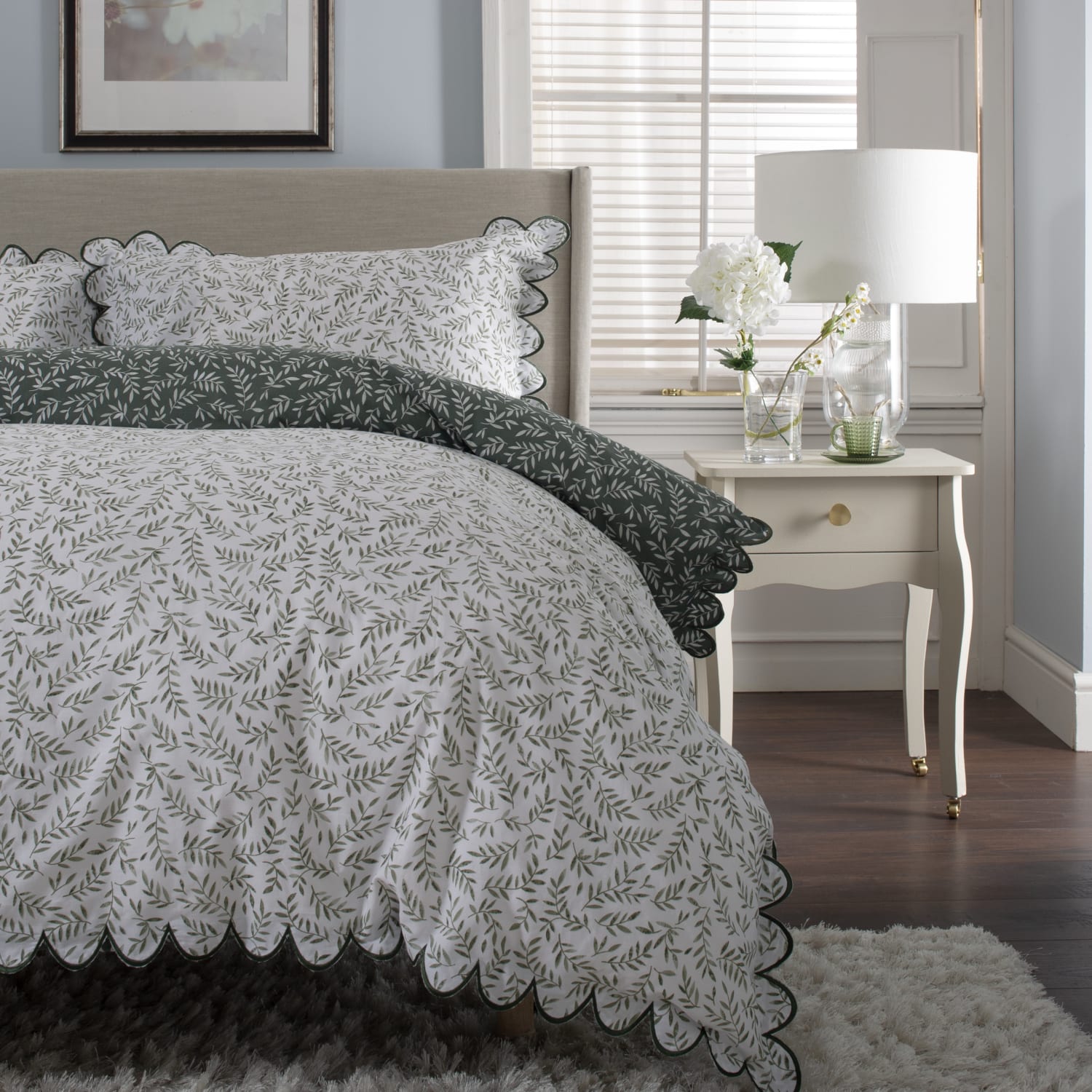 Ashling Garden Duvet Set With Leaf Printed Design | Super King | Green