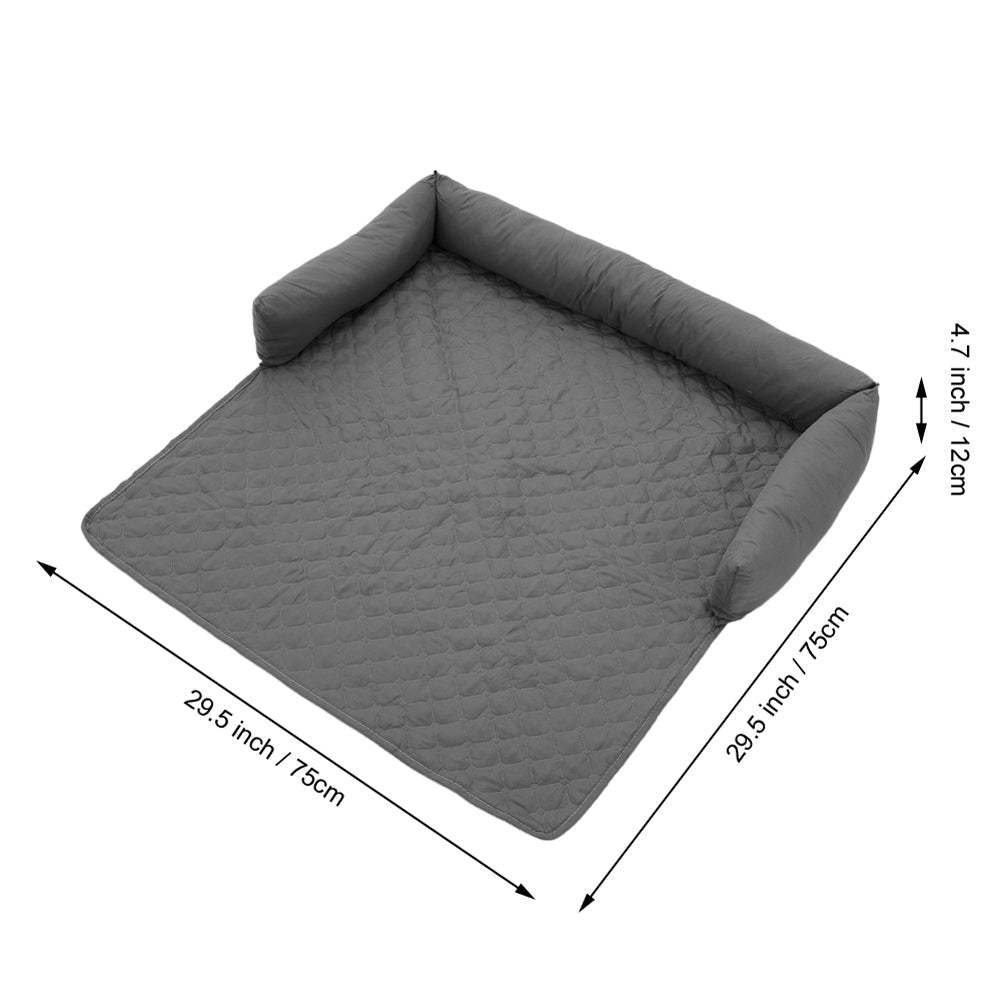 75x75cm Waterproof Pet Bed Furniture Protector Mat Dog Sofa Cover With Pillow | Dark Grey