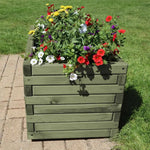 Pine Wooden Trough Planter With Feet | 140cm x 42cm x 38cm | Green