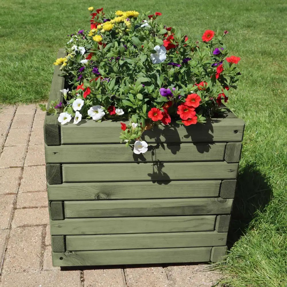 Pine Wooden Trough Planter With Feet | 200cm x 42cm x 38cm | Green