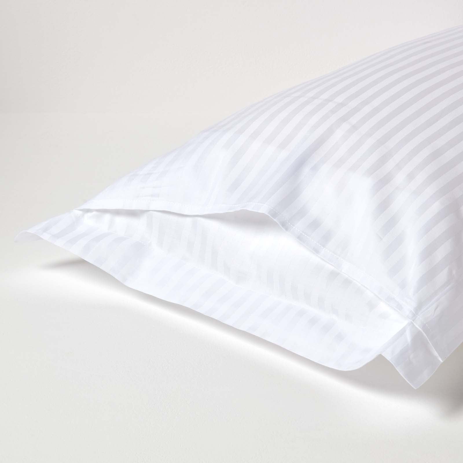 Egyptian Cotton Satin Stripe Oxford Pillowcase 330 Tc | 48 x 74cm | White