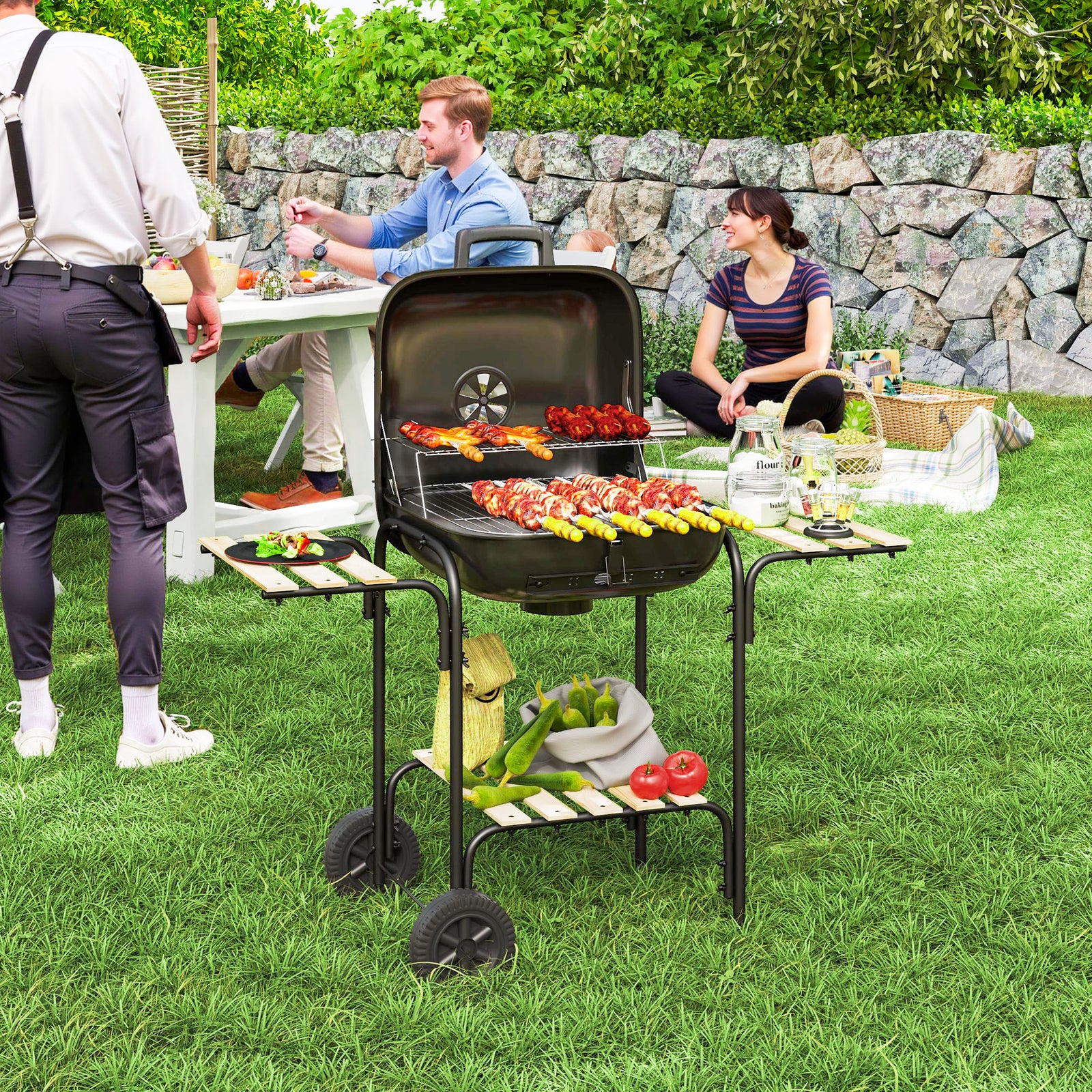 Charcoal Barbecue Grill Portable Bbq Grill | Black