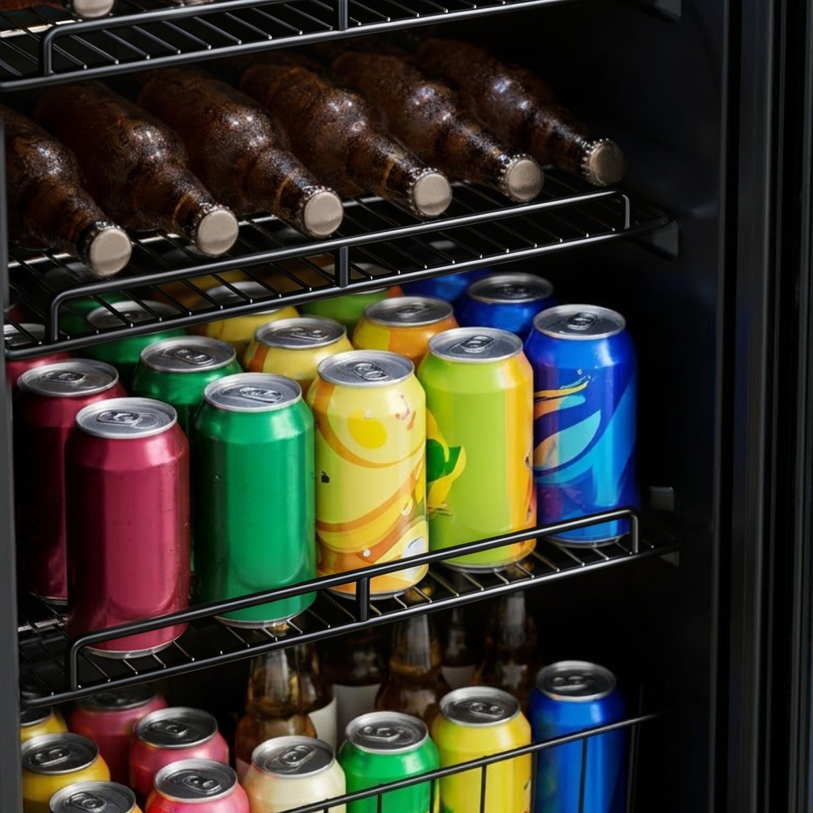 Glass Door Beverage Cooler With Led Light | 99l | Black