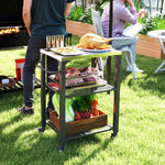 3-shelf Outdoor Grill Cart, Outdoor Kitchen W/ Steel Top