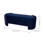 Chenille Upholstered Storage Bench With Arc-shaped Sides, 125cm Wide Ottoman Seat With Hidden Compartment For Living Room Or Bedroom | Blue