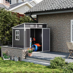 6x4ft Outdoor Plastic Garden Shed With Window, Vents And Floor Weather-resistant Storage For Tools & Equipment