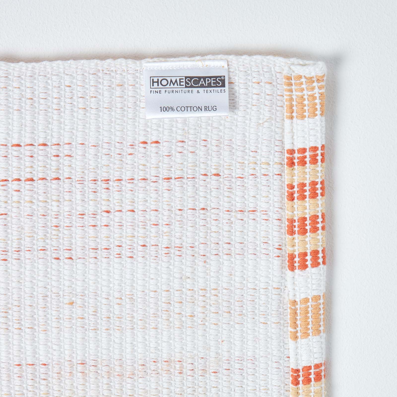 Handloomed Striped Cotton Bath Mat | 40 x 60cm | Orange