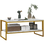 Two-tier Coffee Table, Marble Effect | White