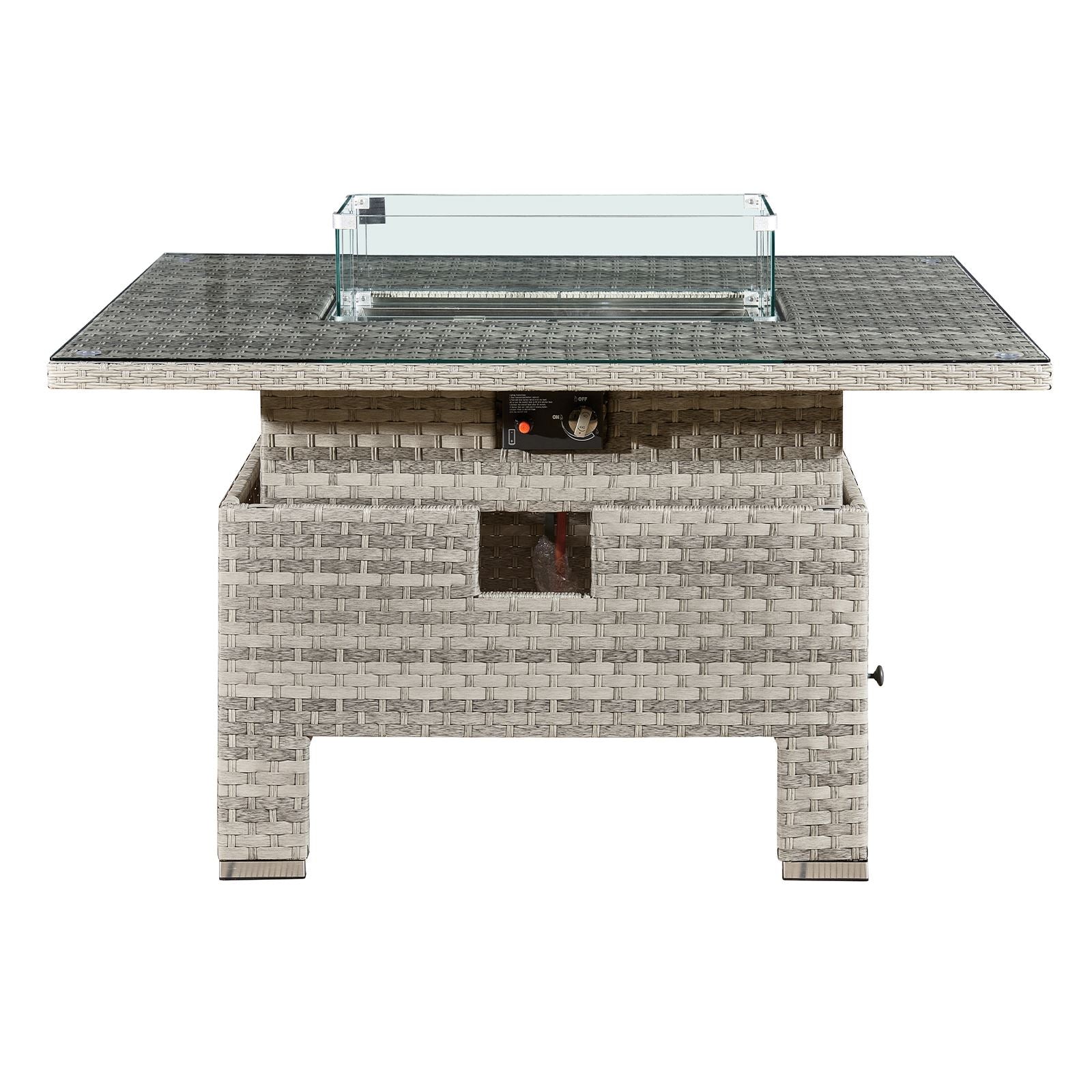 Icarus Rattan Rising Firepit Table | Dove Grey