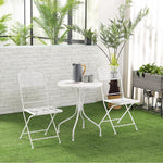 Garden Bistro Set For 2 With Folding Chairs And Round Table