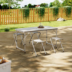 5 Pieces Garden Dining Set Folding Picnic Table With Portable Lightweight Aluminium Table Stools Set