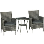 Rattan Bistro Set Garden Chair Table Patio Outdoor | Dark Gray