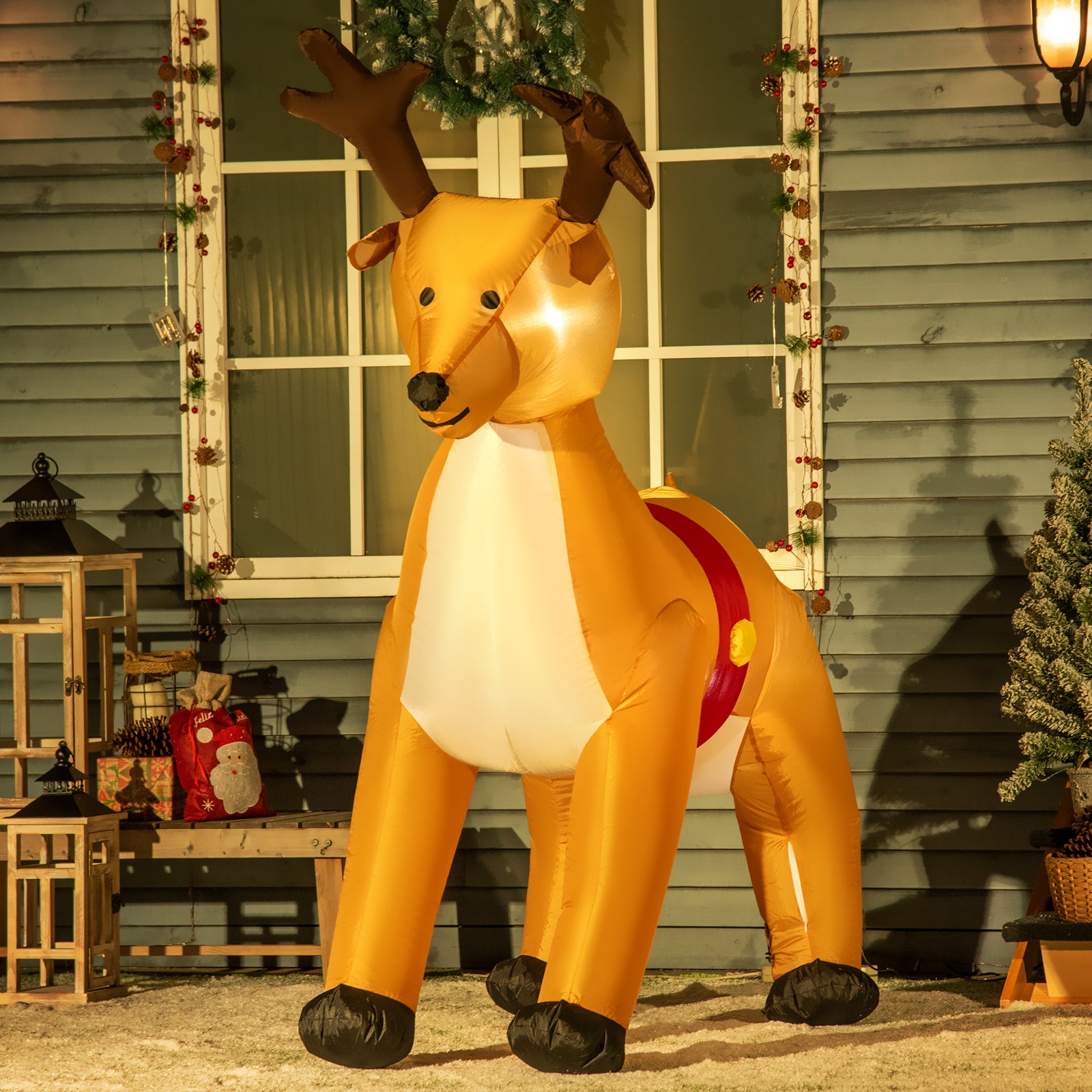 6ft Christmas Inflatable Reindeer Decoration Xmas With Led
