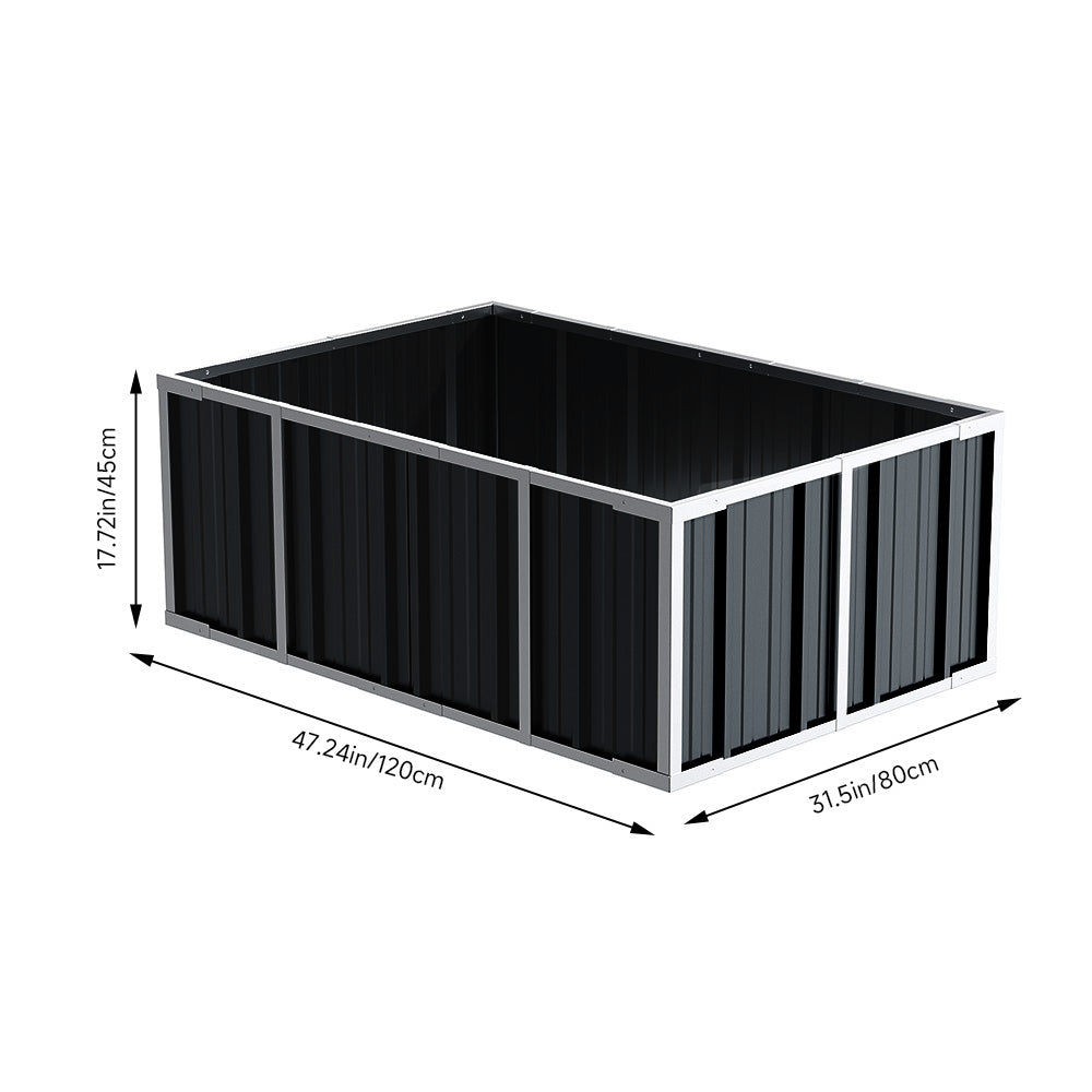120/160/240cm W X 80cm D X 45cm H Anthracite Grey Raised Garden Bed Galvanized Raised Garden Bed Outdoor Heightened Steel Metal Planter Box | Small