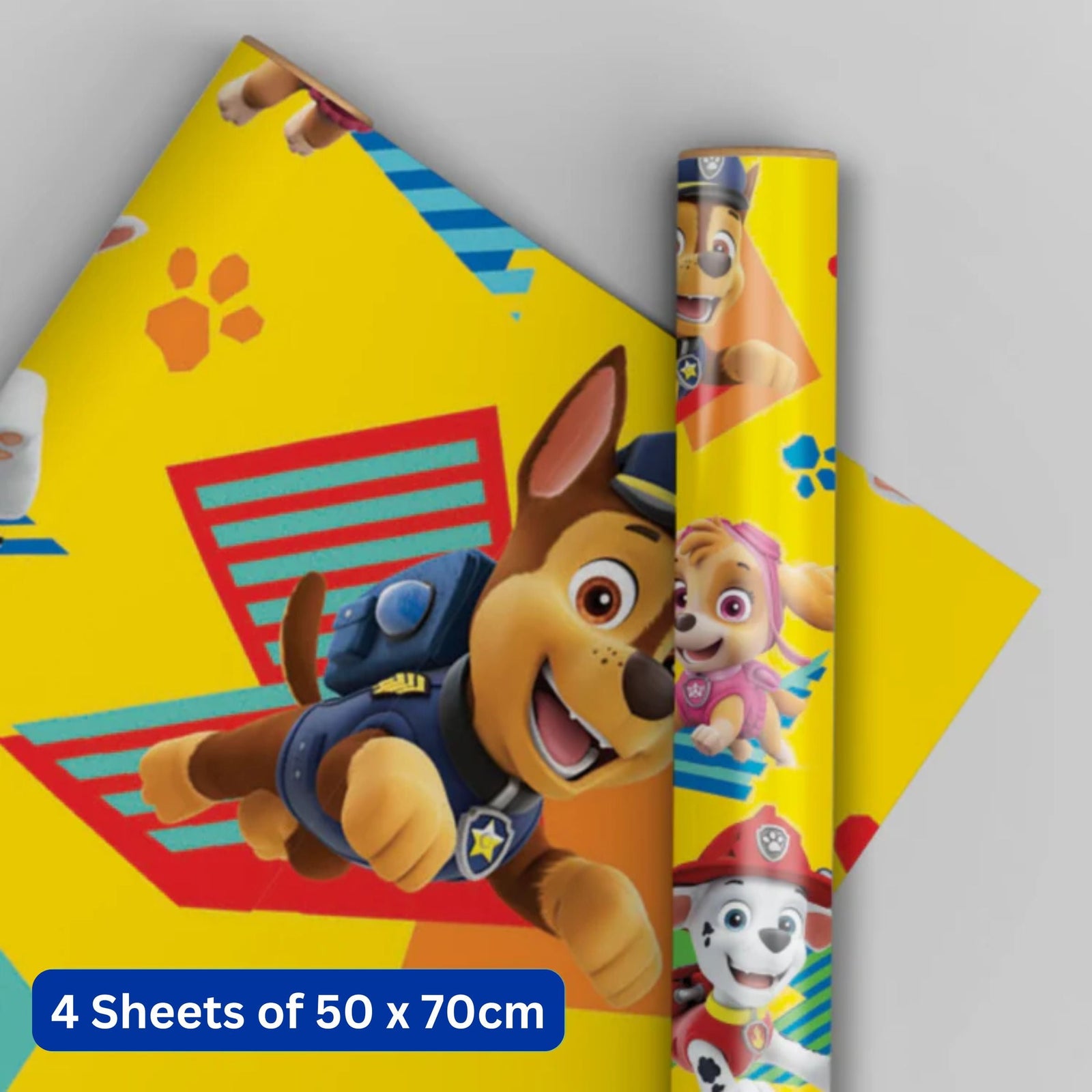 Paw Patrol Gift Wrap, 4 Sheet 4 Tag, Bundle Official Product
