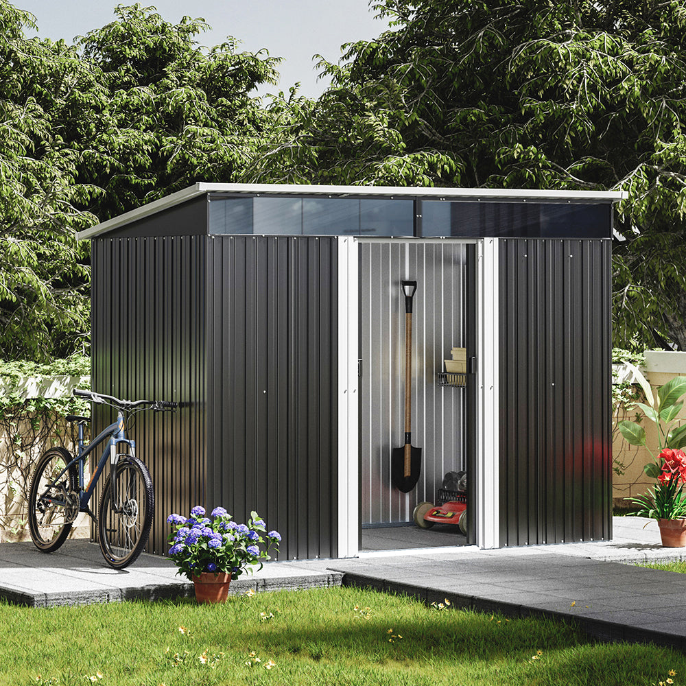 8.5x4ft Garden Metal Storage Shed With Lockable Sliding Doors