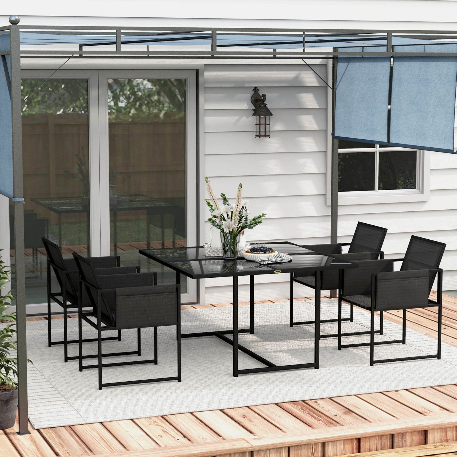 5 Piece Garden Dining Set W/ Adjustable Backrest