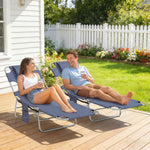2 Sun Loungers With Reading Hole, Folding Garden Lounger | Grey