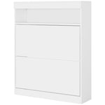 Wall Mounted Freestanding Shoe Cabinet With 2 Flip Drawers | One Size | White