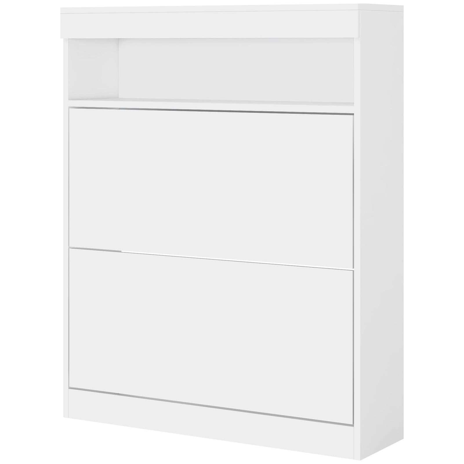 Wall Mounted Freestanding Shoe Cabinet With 2 Flip Drawers | One Size | White