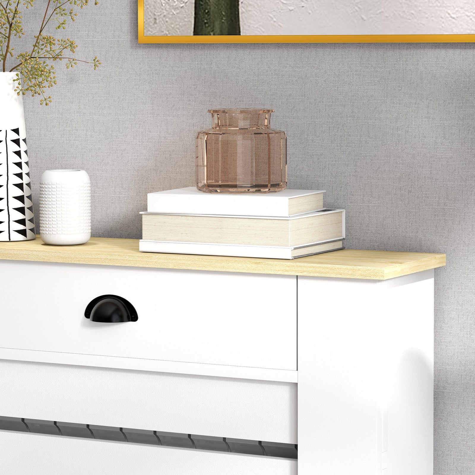 Radiator Cover With Drawer, Horizontal Slat | 78cm | White