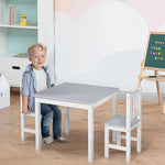 Kids Table And 2 Chairs Set 3 Pieces Toddler Multi-usage Desk Indoor Grey