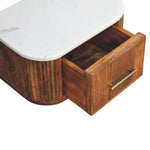 Beaumont Wall-mounted Bedside, 1 Drawer, Beige and White | Brown