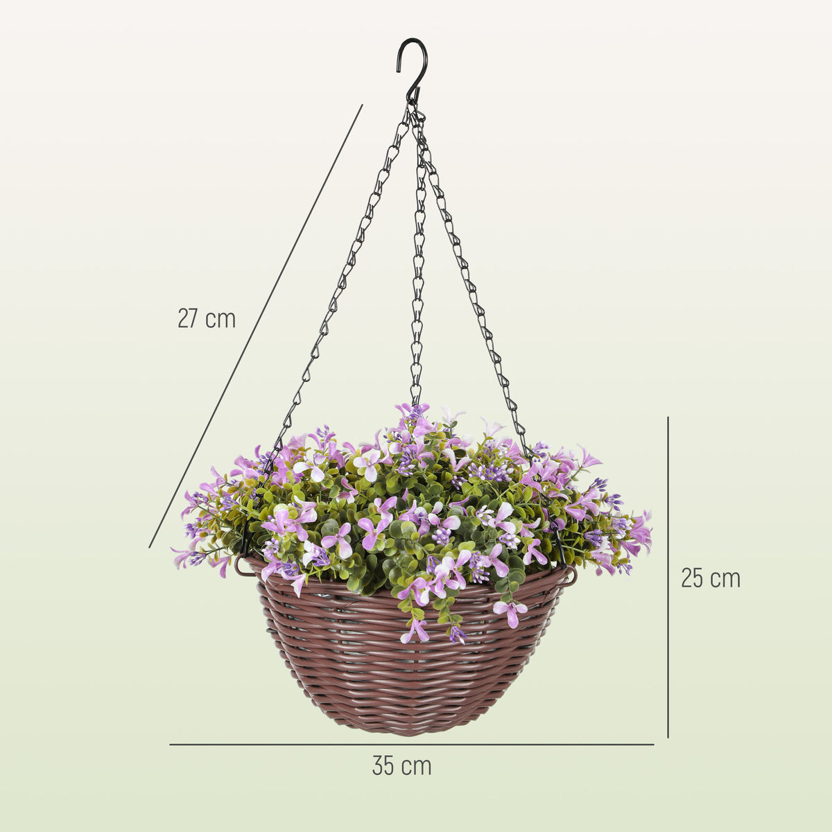 HOMCOM Artificial Flowers In Basket Set Of 2 With 75 Leaves And 15 Flowers
