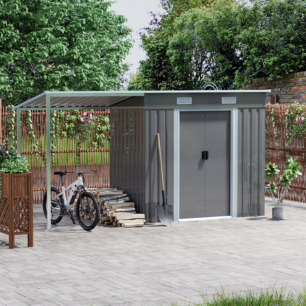 5.5x3.5ft Garden Shed Outdoor Storage Shed With Extended Roof Tool Shed For Lawn Garage Yard Metal Garden Storage