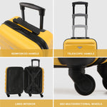 Set Of 3 Hard Shell Suitcase Cabin & Check In Cases With Tsa Lock - Overhead Cabin With Medium & Large Check-in Bag | Set of 3 | Yellow & Black